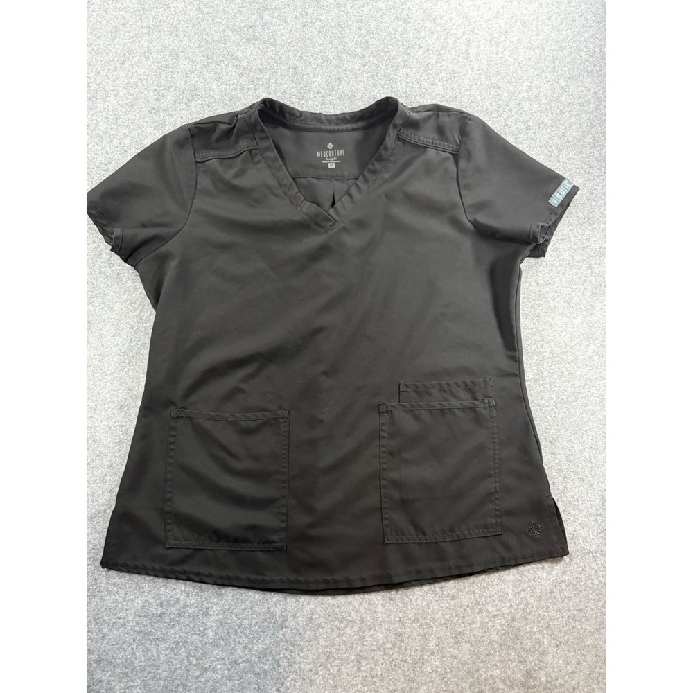 Med Couture Insight Womens Black V-Neck Scrub Top Medium 2411 Pocket Uniform